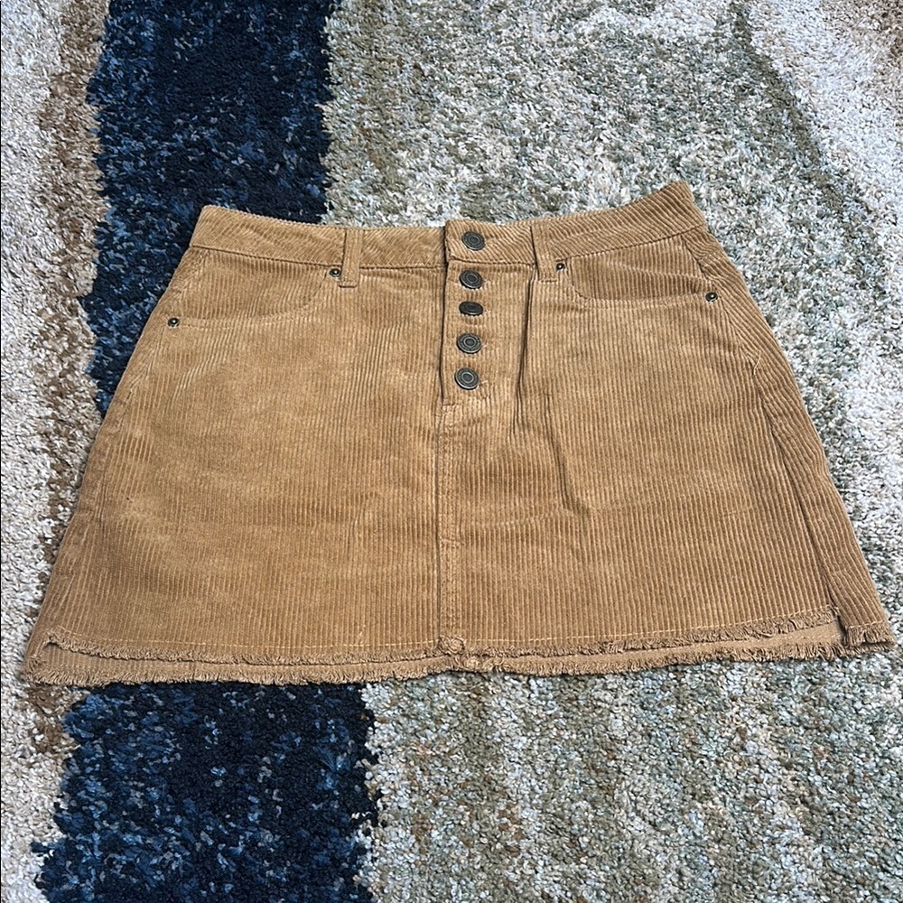 Indigo Rein Junior's Size 3 Tan Corduroy Button-Front Mini Skirt Junior's 3 EUC